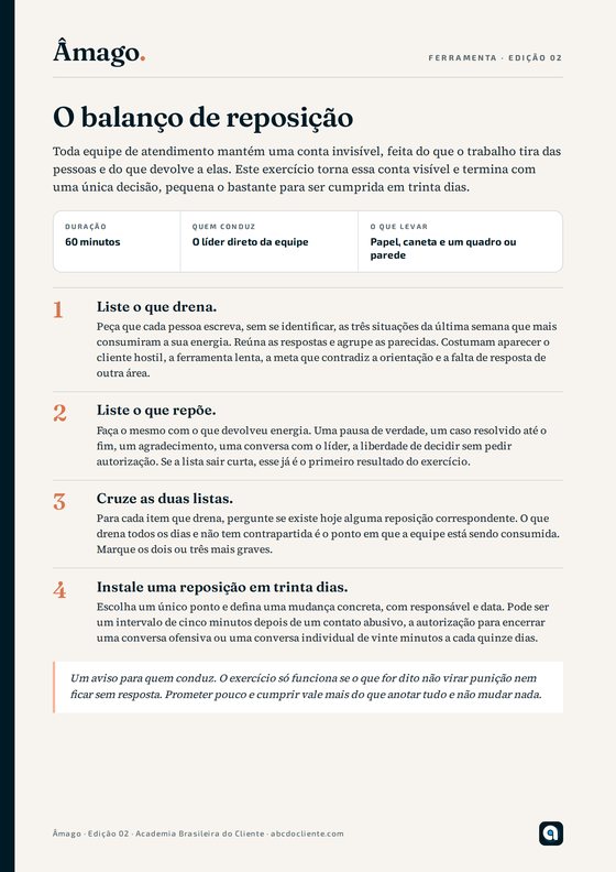Capa do material O balanço de reposição